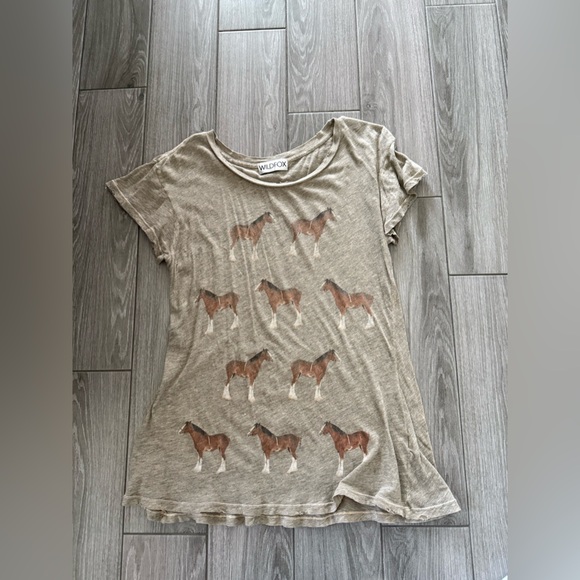 Wildfox|Distressed tan horse print tee,burnout style•••boho novelty print - Picture 7 of 13